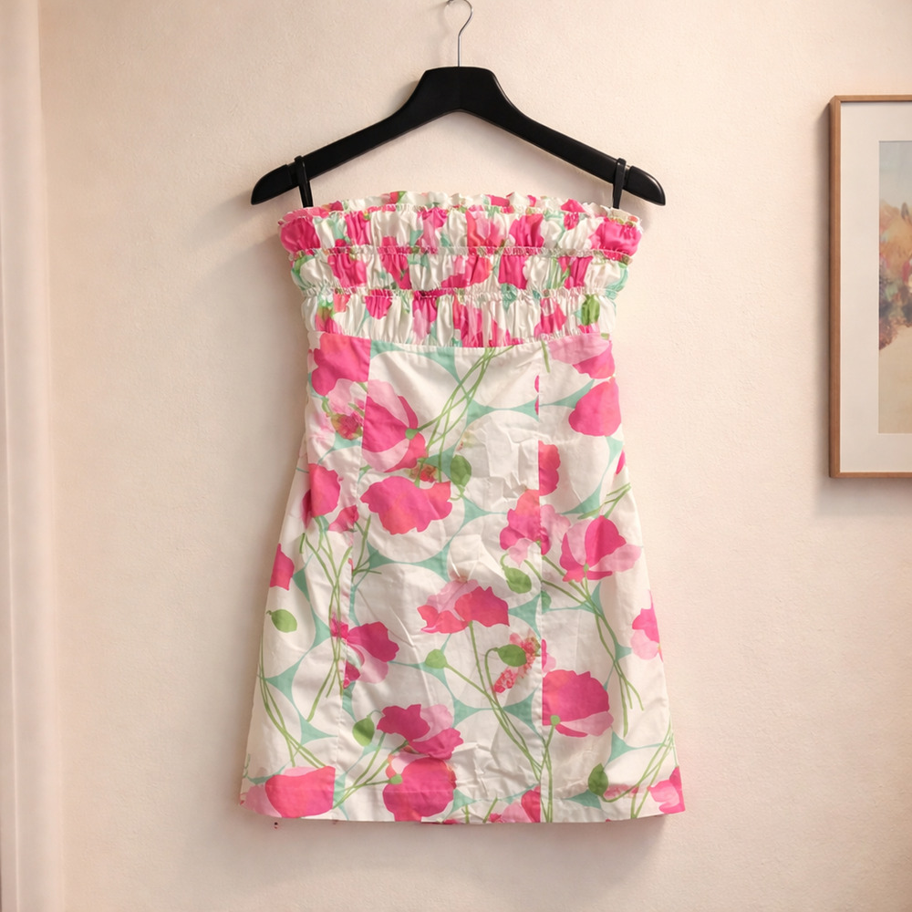 Lilly Pulitzer Franco Dress Classic White Had Me A Blast Floral Strapless Size 8 - Picture 3 of 14